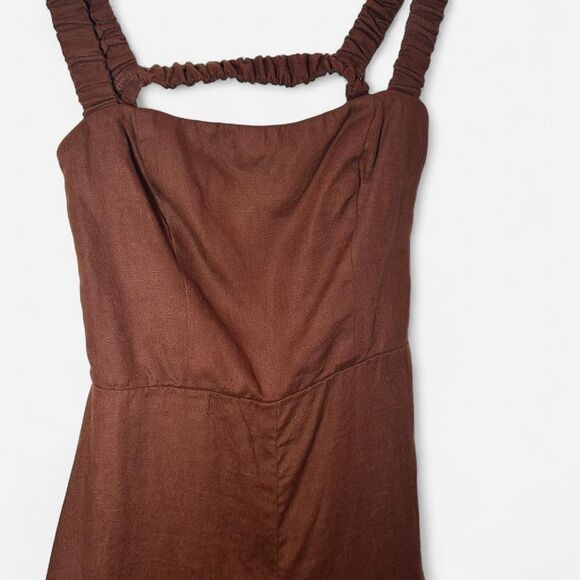 Reformation Harlow Linen Jumpsuit Size 4 | Brown Sustainable Minimal Chic - Picture 6 of 8